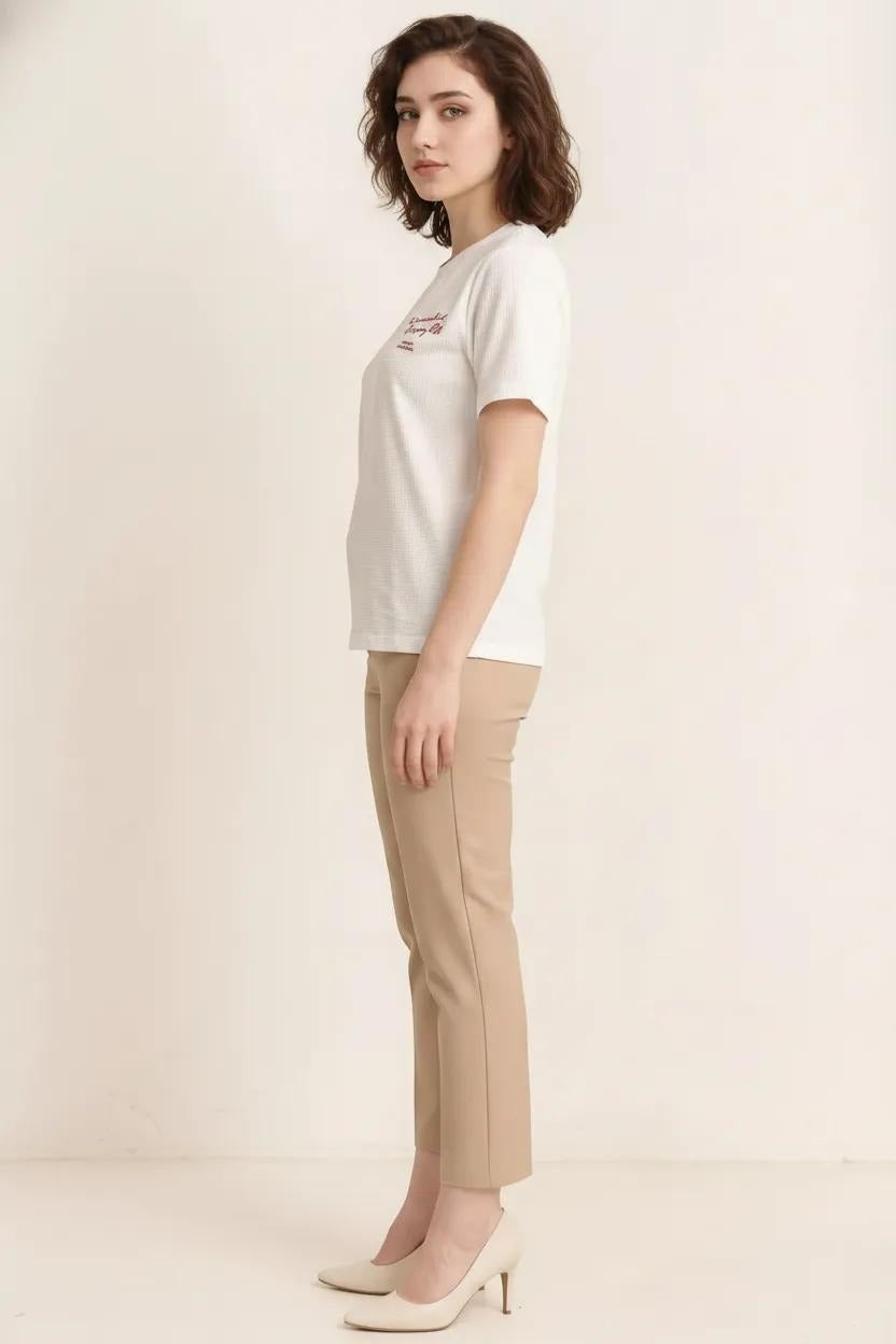 Women Off White Typography T-shirt
