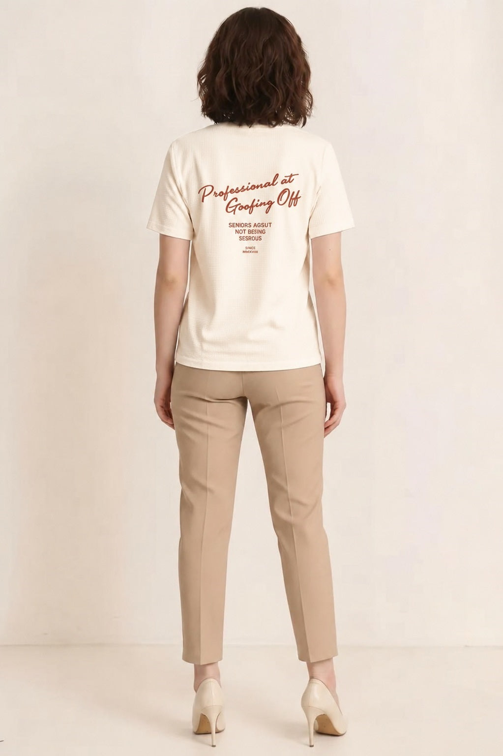 Women Off White Typography T-shirt
