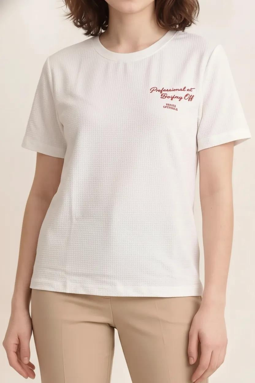 Women Off White Typography T-shirt