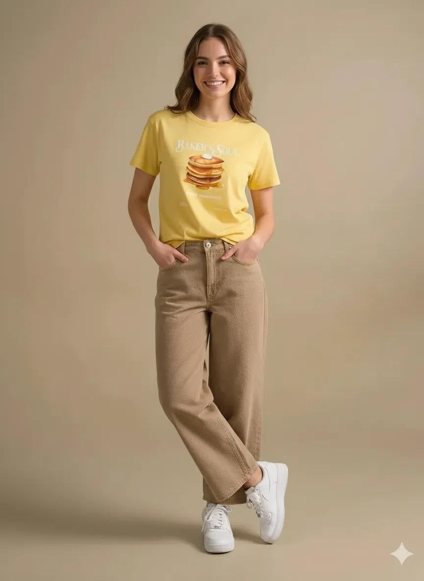 Women Banana Printed Round Neck T-Shirt