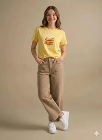 Women Banana Printed Round Neck T-Shirt