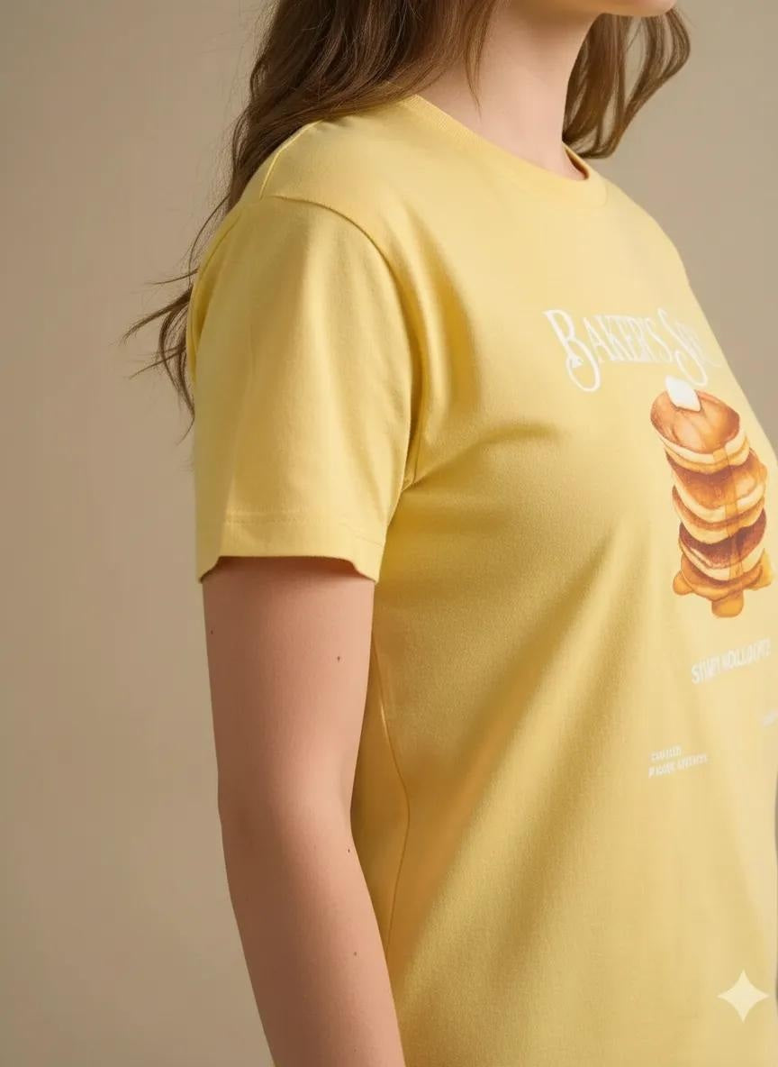 Women Banana Printed Round Neck T-Shirt