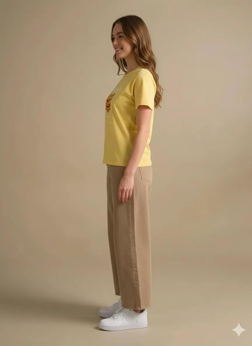 Women Banana Printed Round Neck T-Shirt