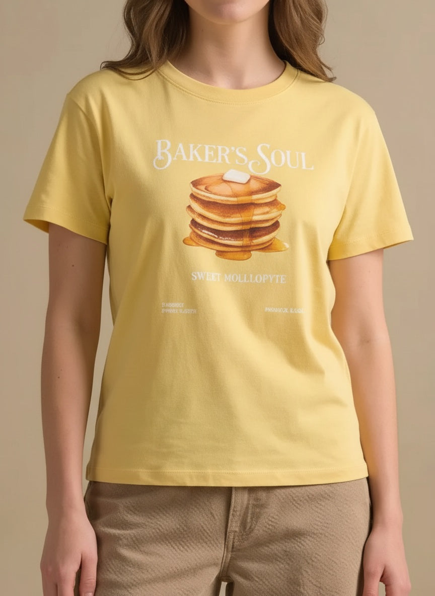 Women Banana Printed Round Neck T-Shirt
