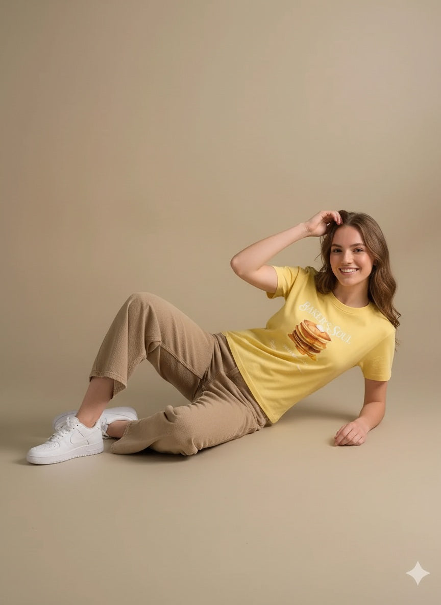 Women Banana Printed Round Neck T-Shirt