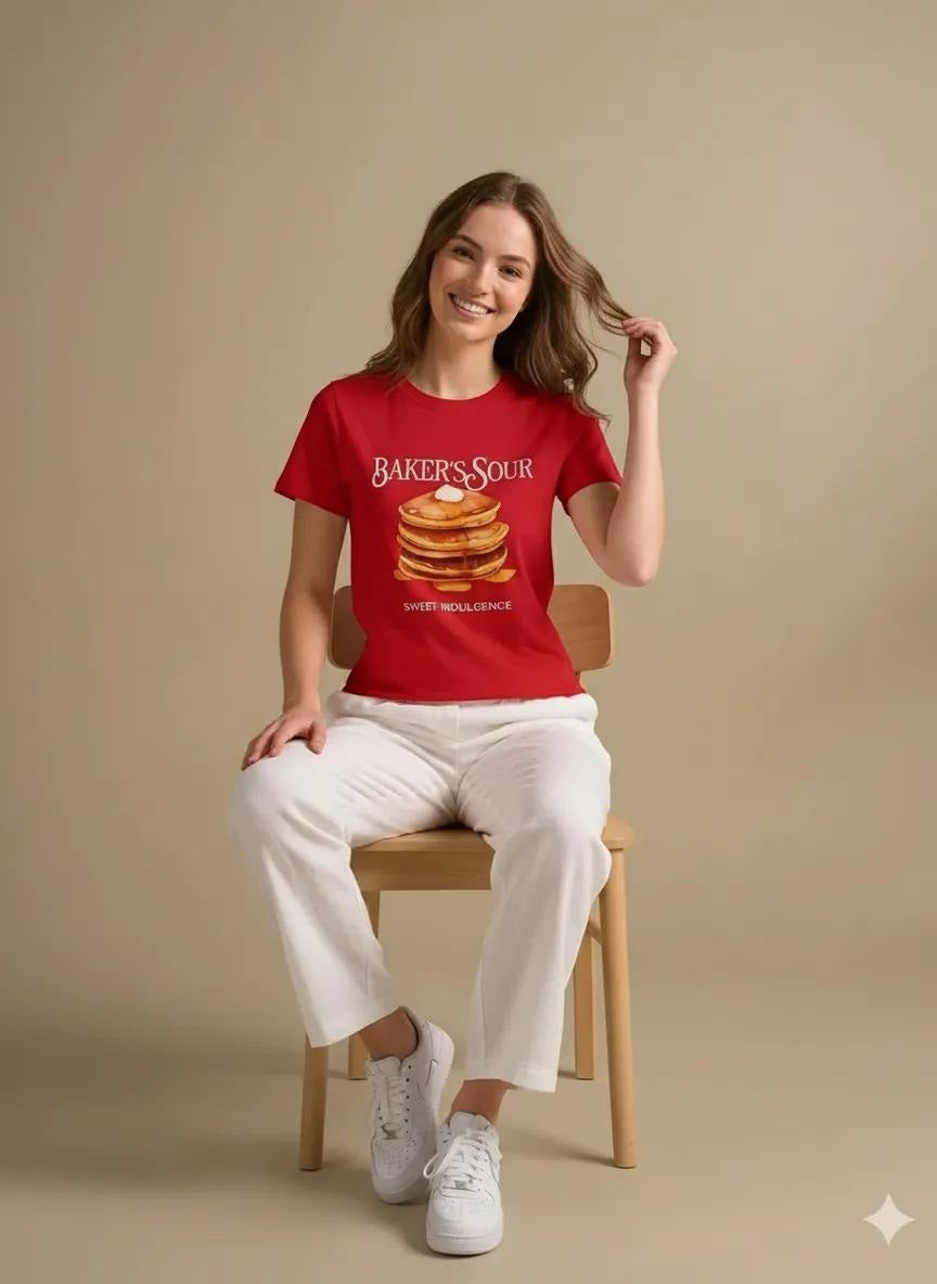 Women Brick Printed Round Neck T-Shirt