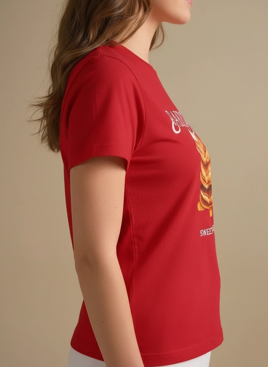 Women Brick Printed Round Neck T-Shirt