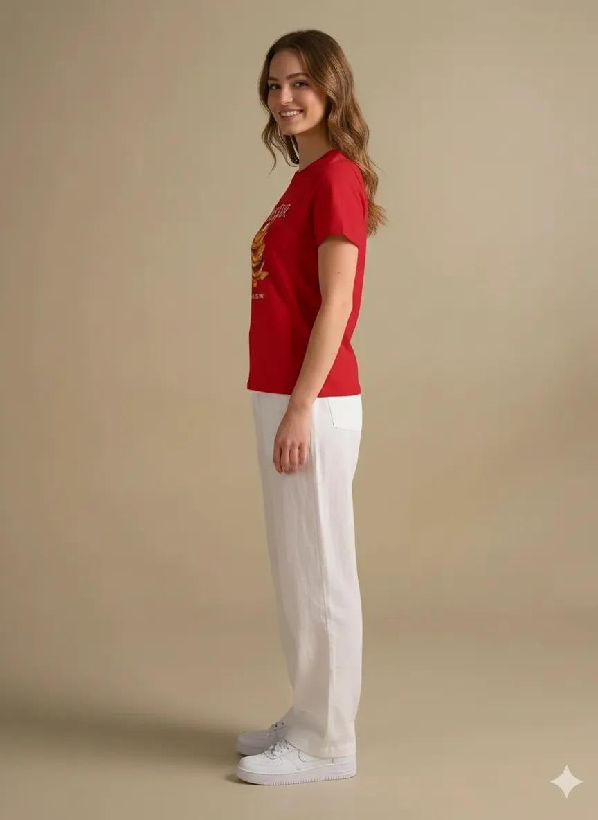 Women Brick Printed Round Neck T-Shirt