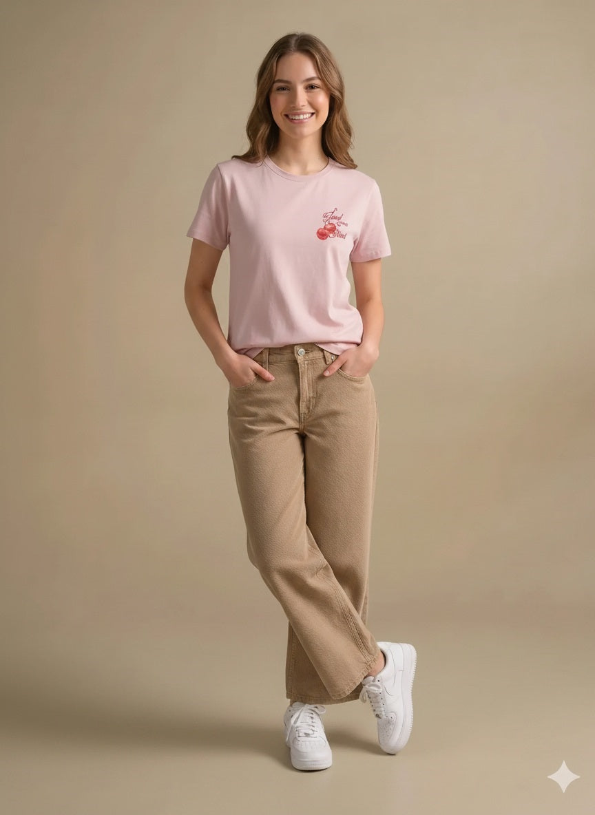 Women Barely Pink Printed T-shirt
