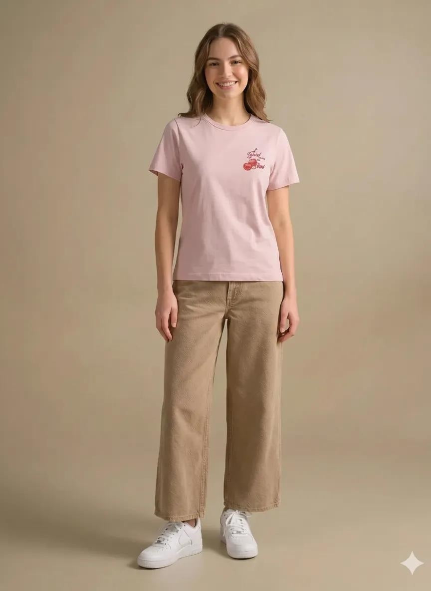 Women Barely Pink Printed T-shirt
