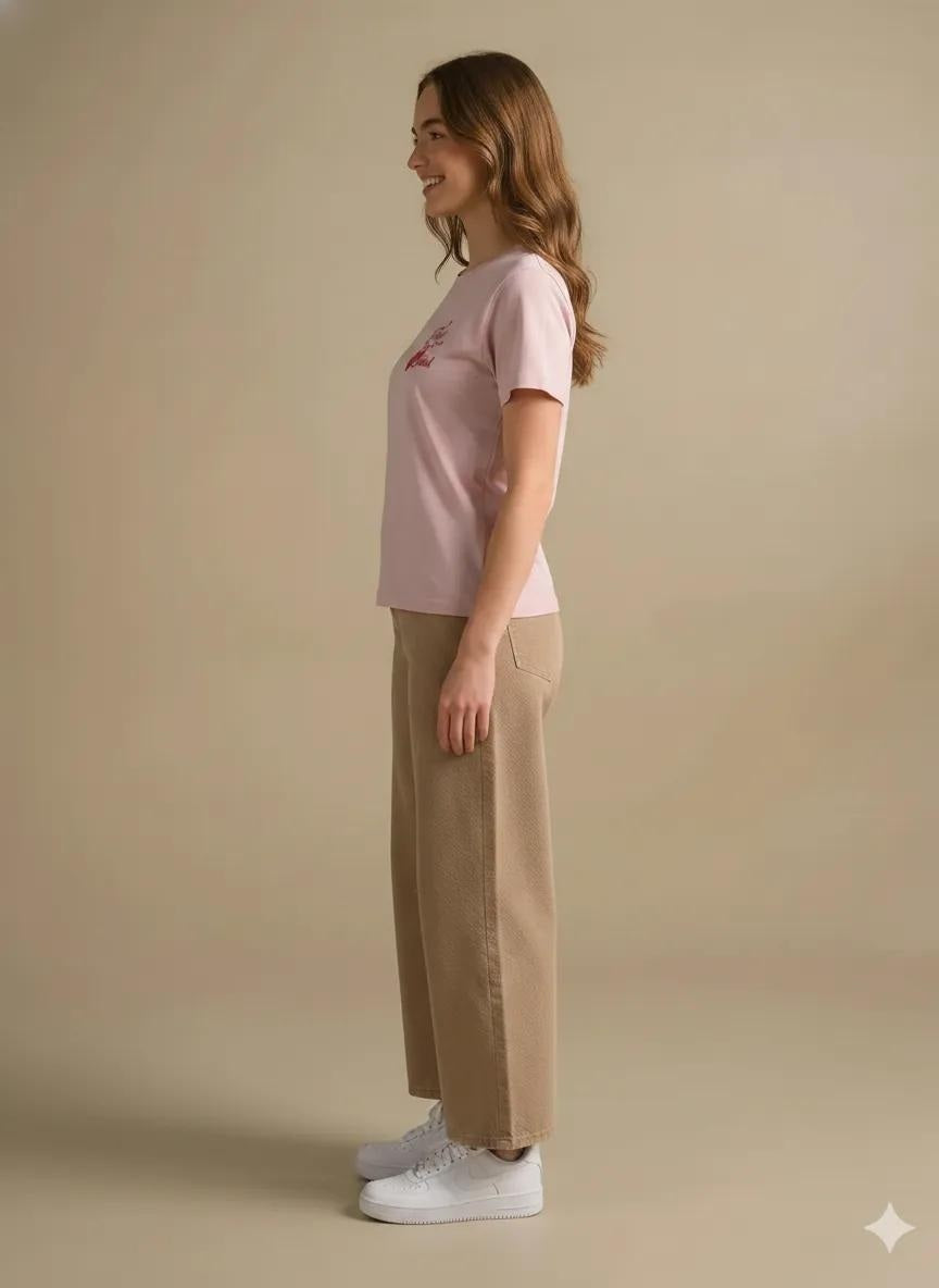 Women Barely Pink Printed T-shirt