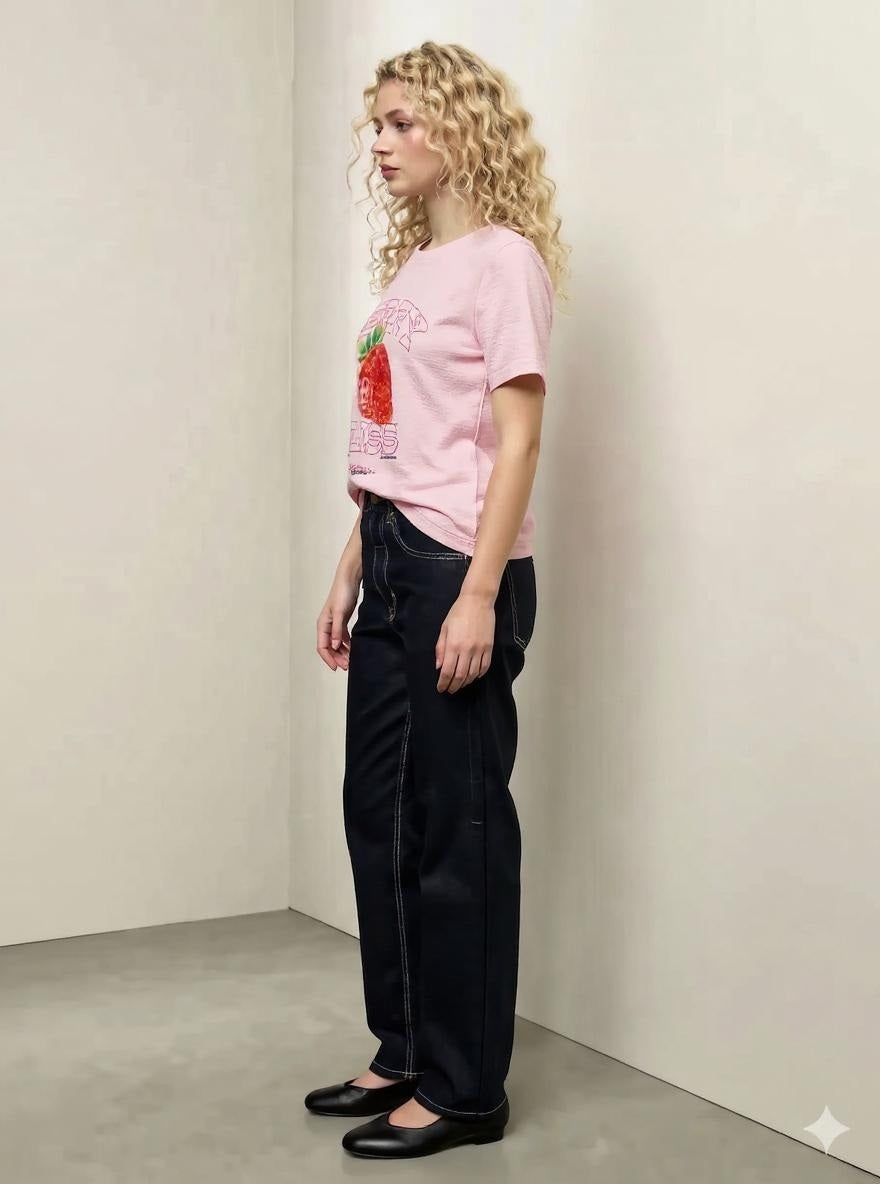 Women Heavenly Pink Printed T-shirt