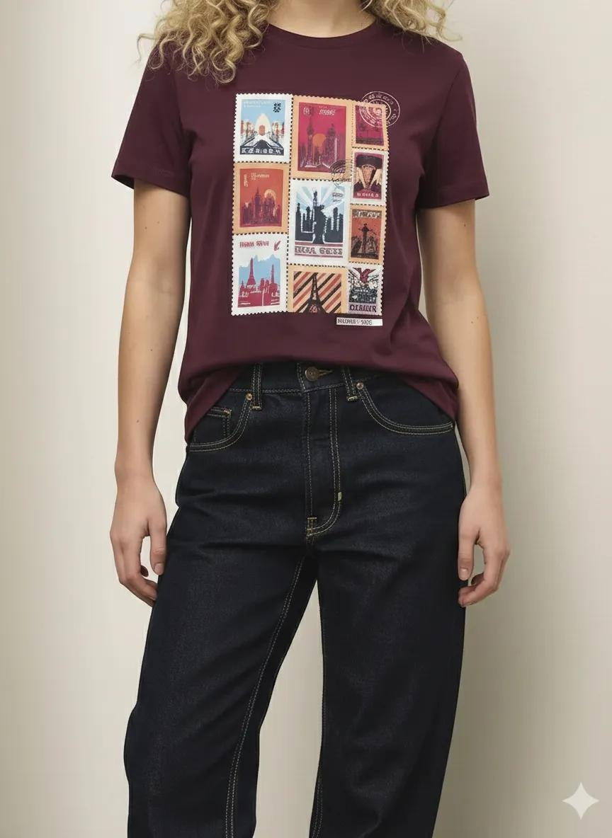 METTLE Wine Women Printed T-shirt