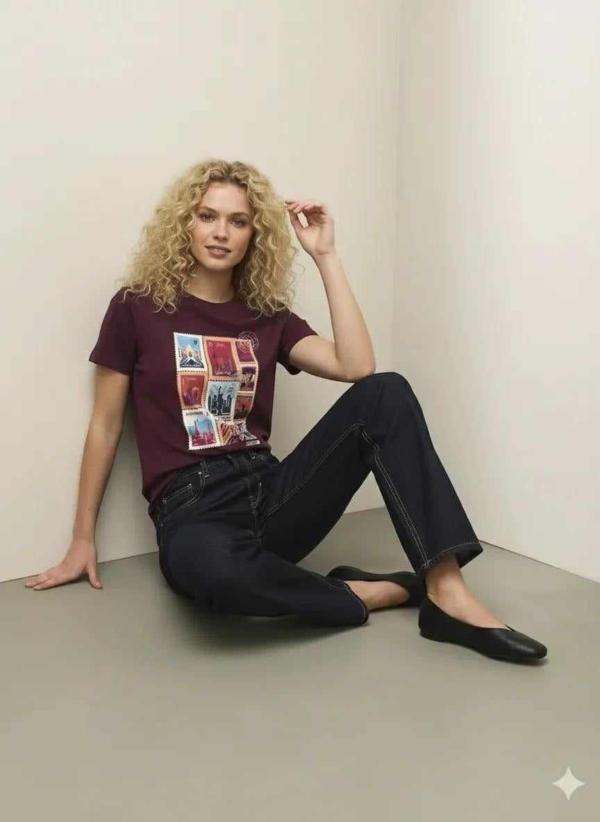 METTLE Wine Women Printed T-shirt