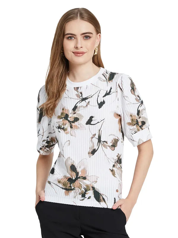 Mettle Women Printed Drop-Shoulder Sleeves T-Shirt