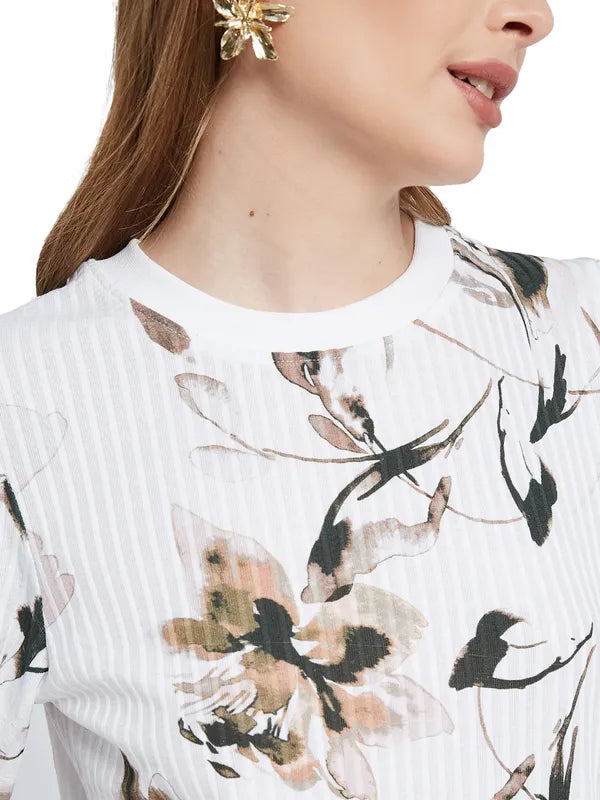 Mettle Women Printed Drop-Shoulder Sleeves T-Shirt