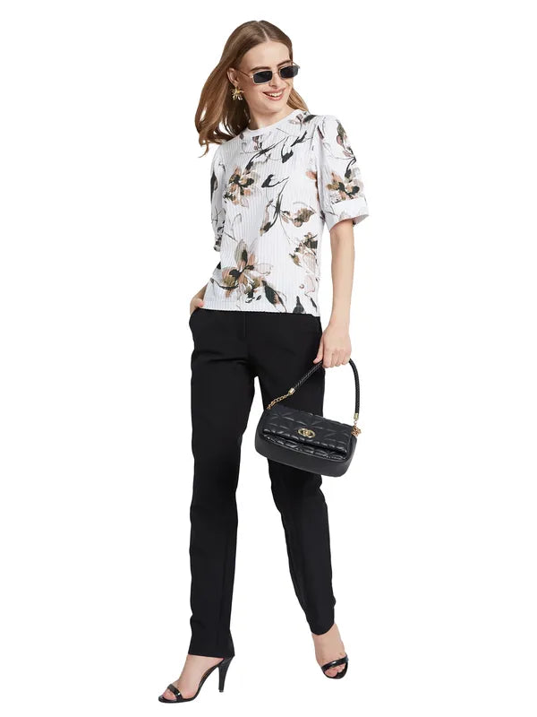 Mettle Women Printed Drop-Shoulder Sleeves T-Shirt