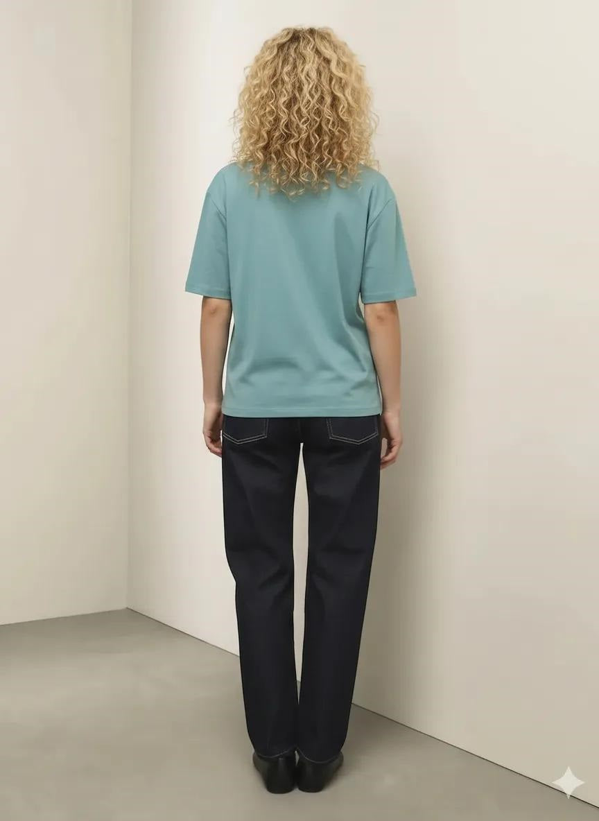 Women Light Teal Printed T-shirt