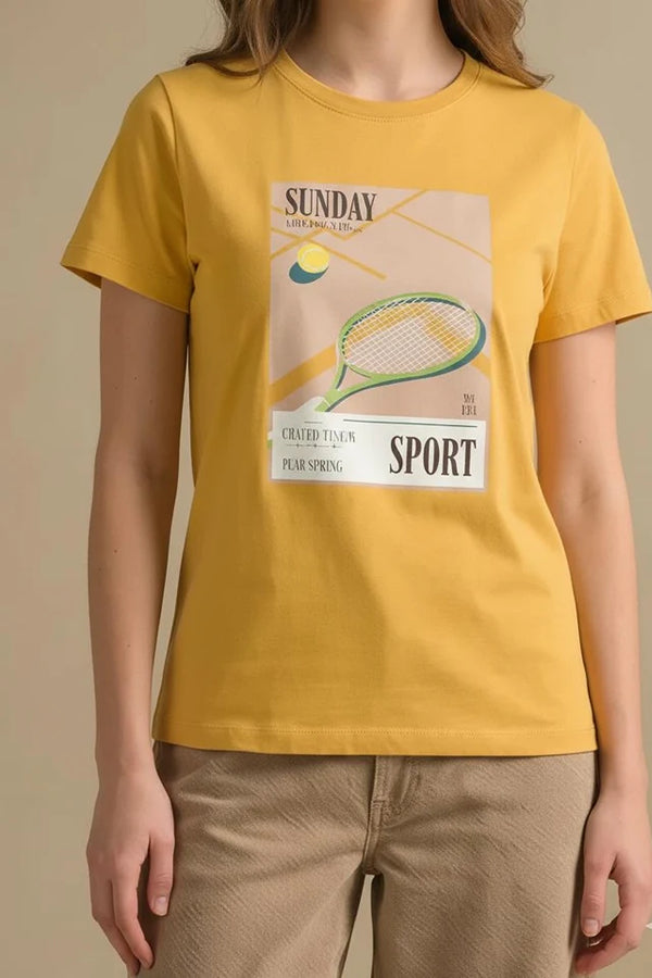 Women Mustard Printed T-shirt
