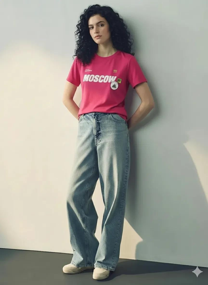 Women Berry Typography Printed Applique T-shirt