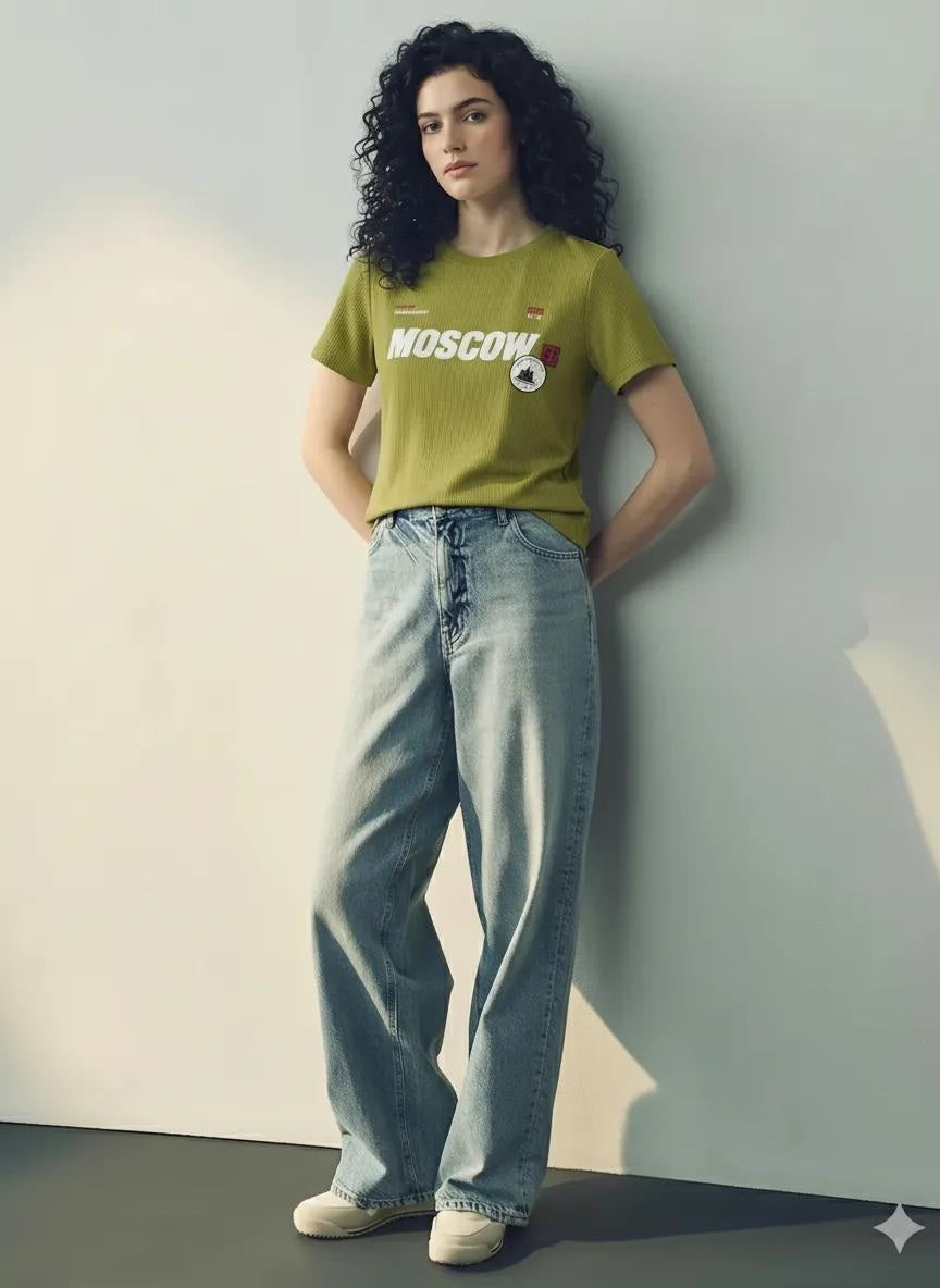 Women Typography Printed Applique T-shirt