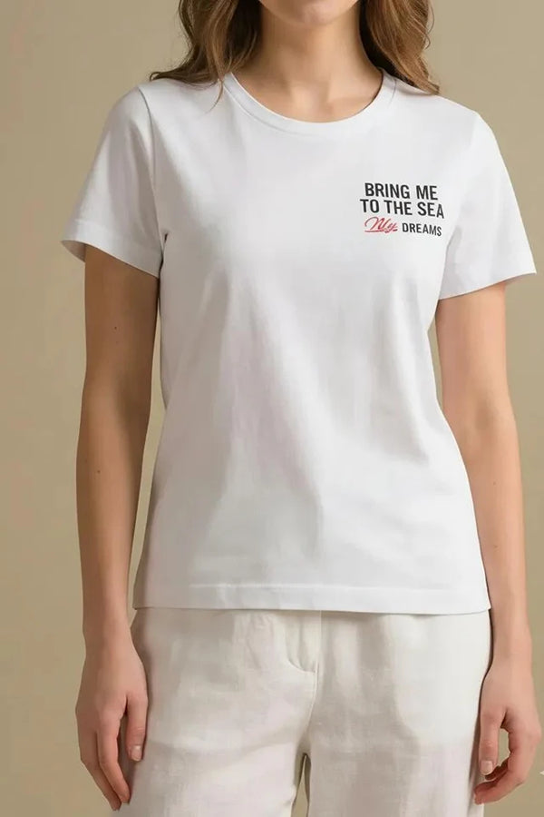 METTLE Off White Women Printed T-shirt