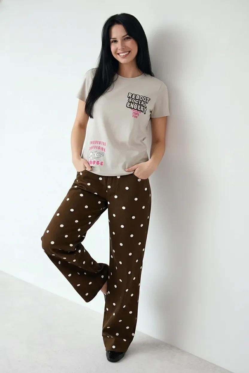 Women Gray Dawn Printed Round Neck T-Shirt