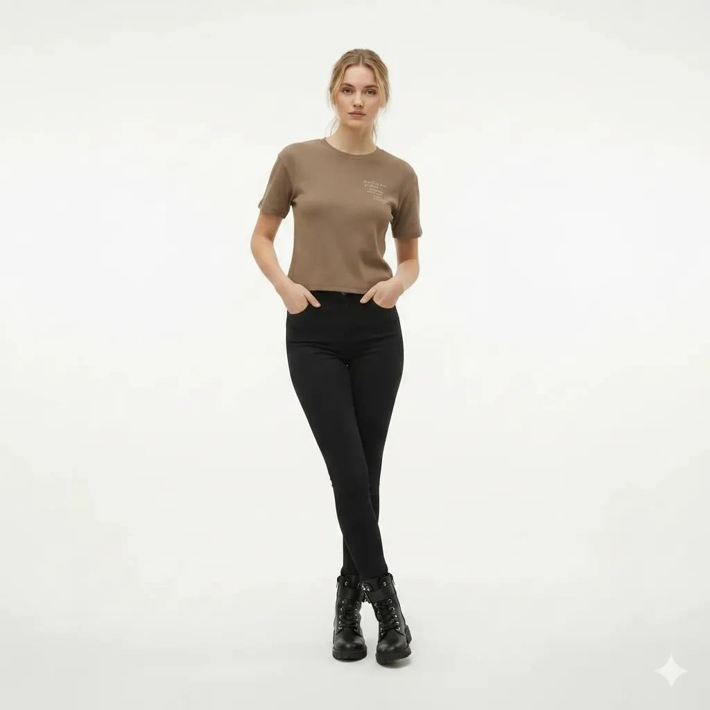 Women Mocha Typography T-shirt