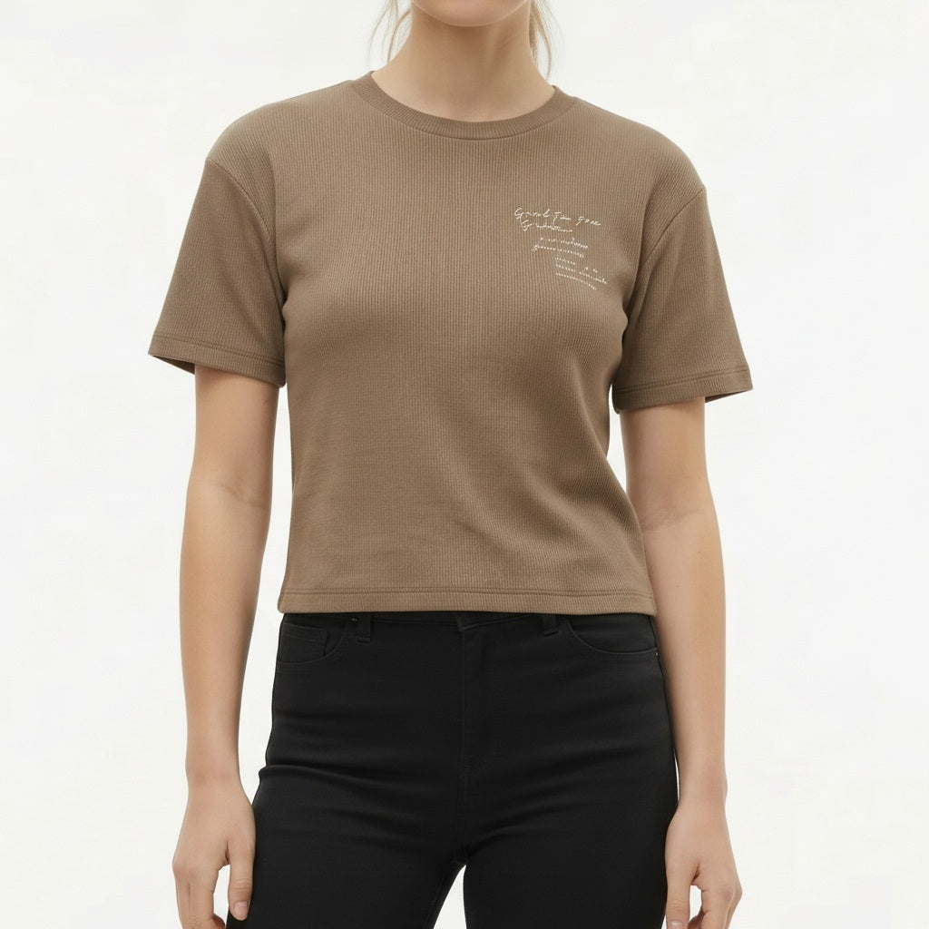 Women Mocha Typography T-shirt