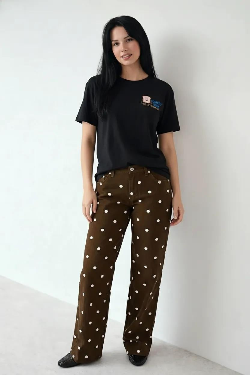 Women Black Printed Round Neck T-Shirt