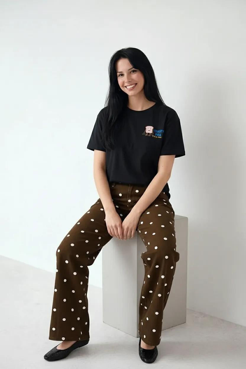 Women Black Printed Round Neck T-Shirt