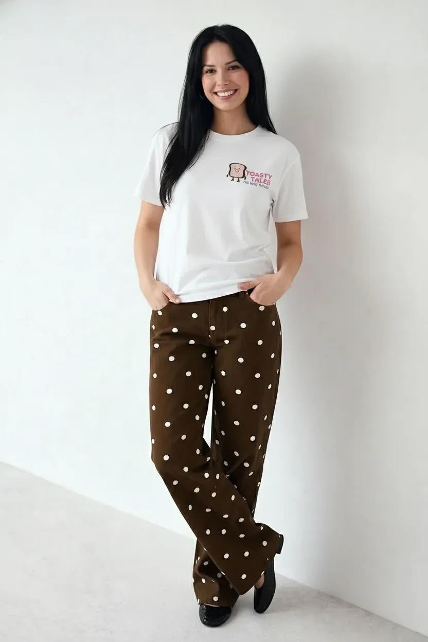 Women Off White Printed Round Neck T-Shirt