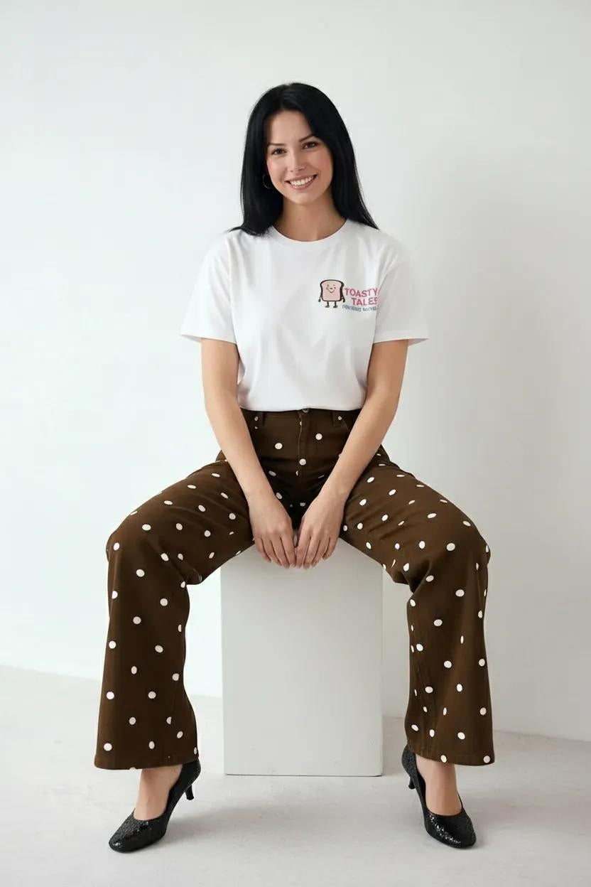 Women Off White Printed Round Neck T-Shirt