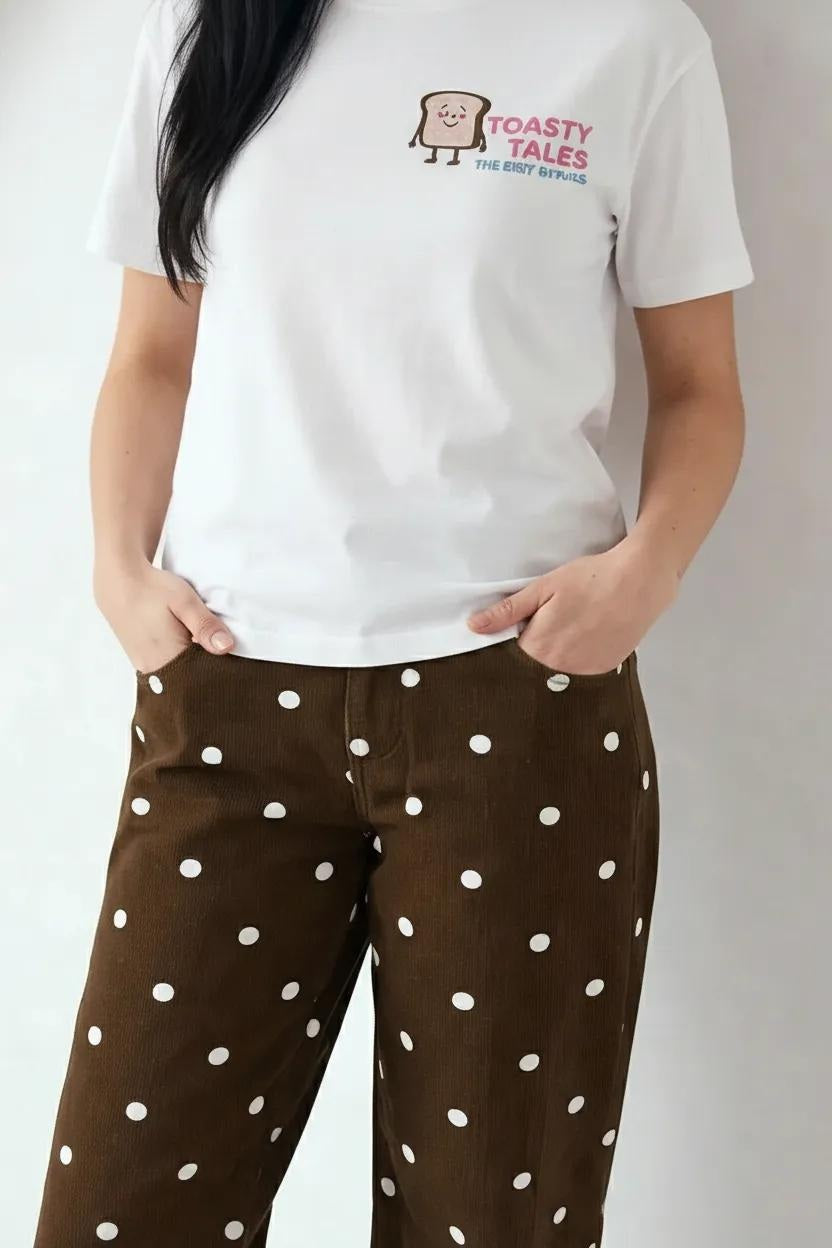 Women Off White Printed Round Neck T-Shirt