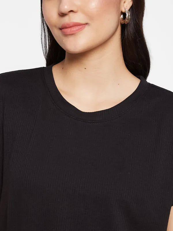 Mettle Women Round Neck Solid T-Shirt