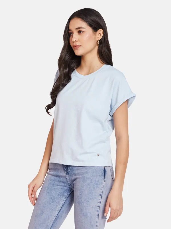 Mettle Ss24 Women Solid Round Neck T-Shirt