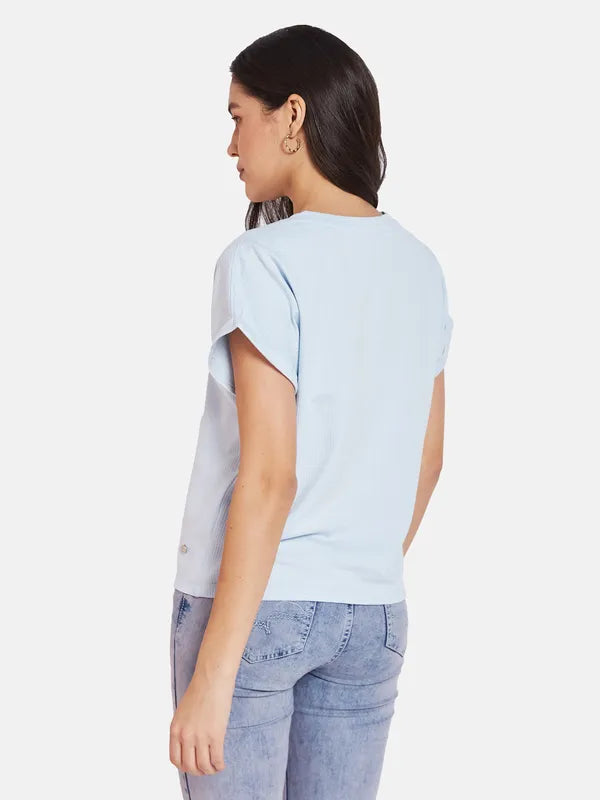 Mettle Ss24 Women Solid Round Neck T-Shirt