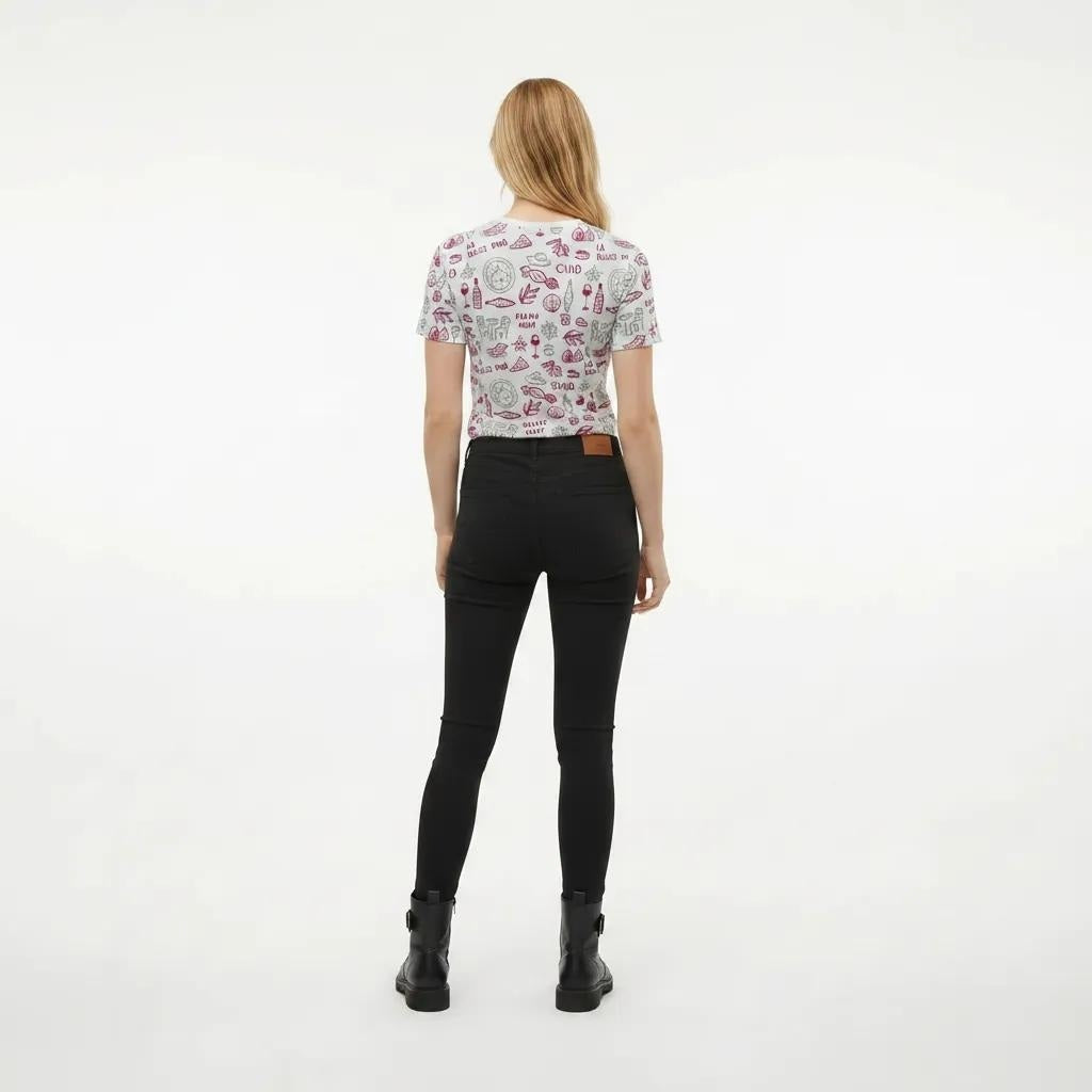 Women Hot Pink Graphic Printed Short Sleeves Cotton T-shirt