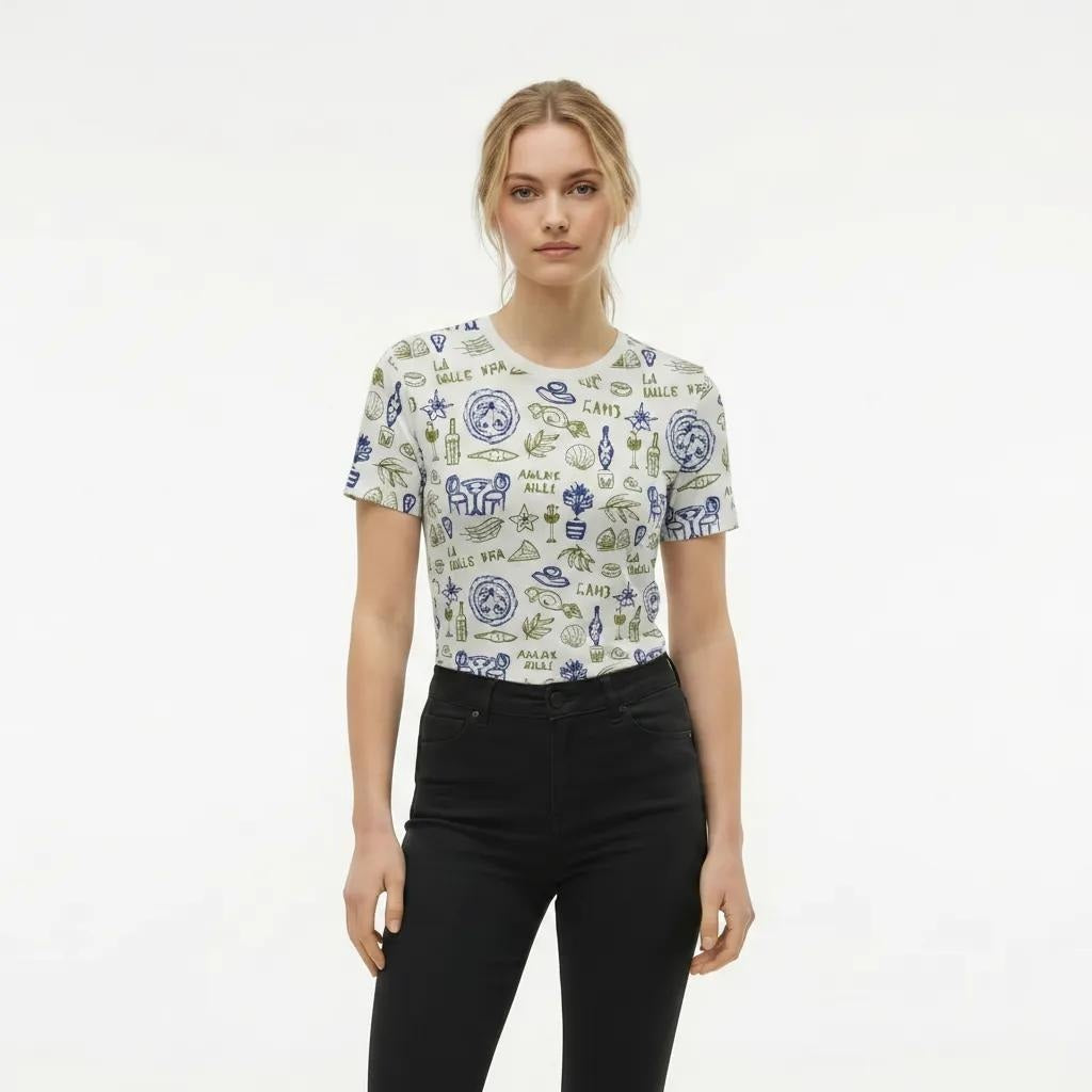 Women Lime Printed T-shirt