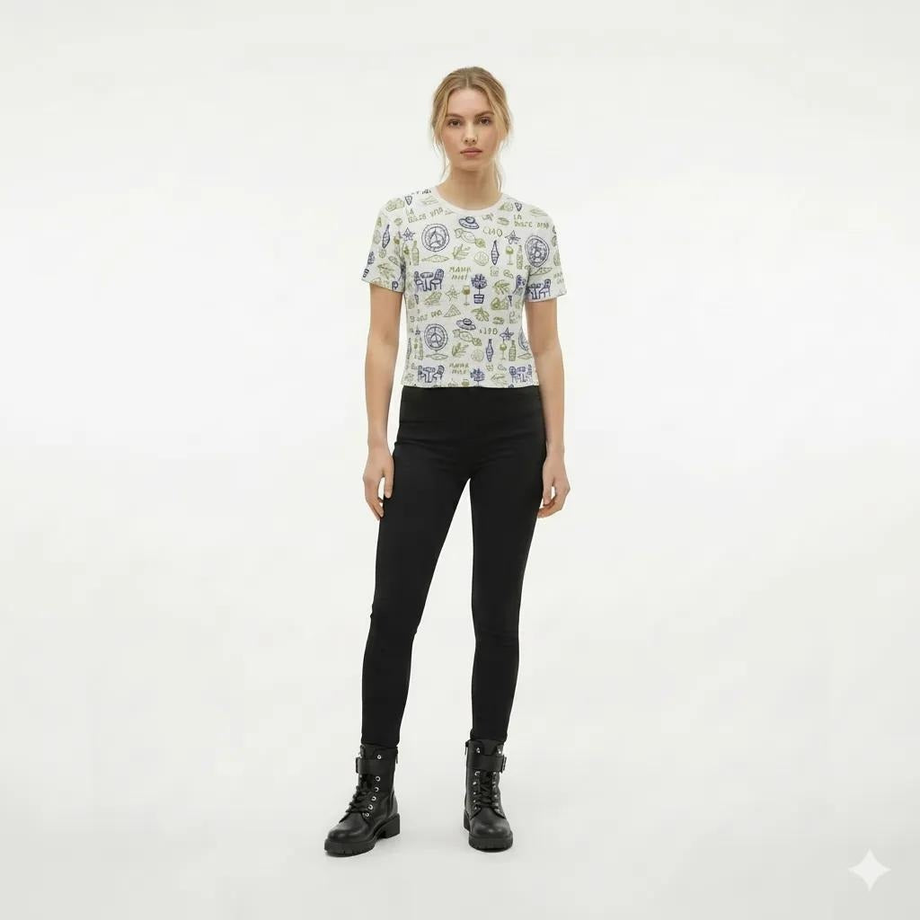 Women Lime Printed T-shirt