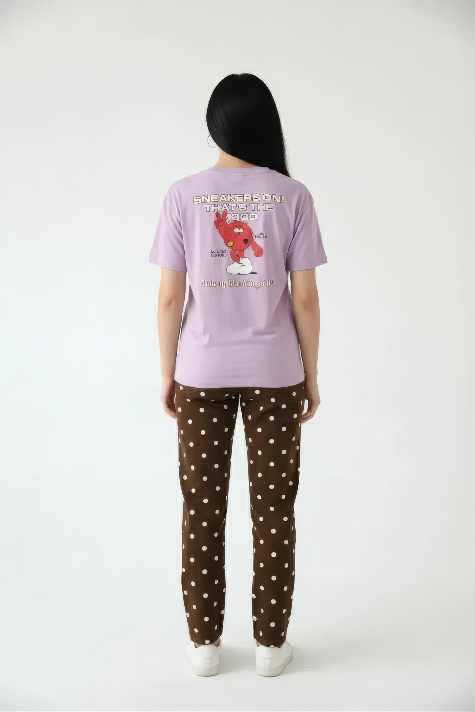 Women Lavender Printed Round Neck T-Shirt