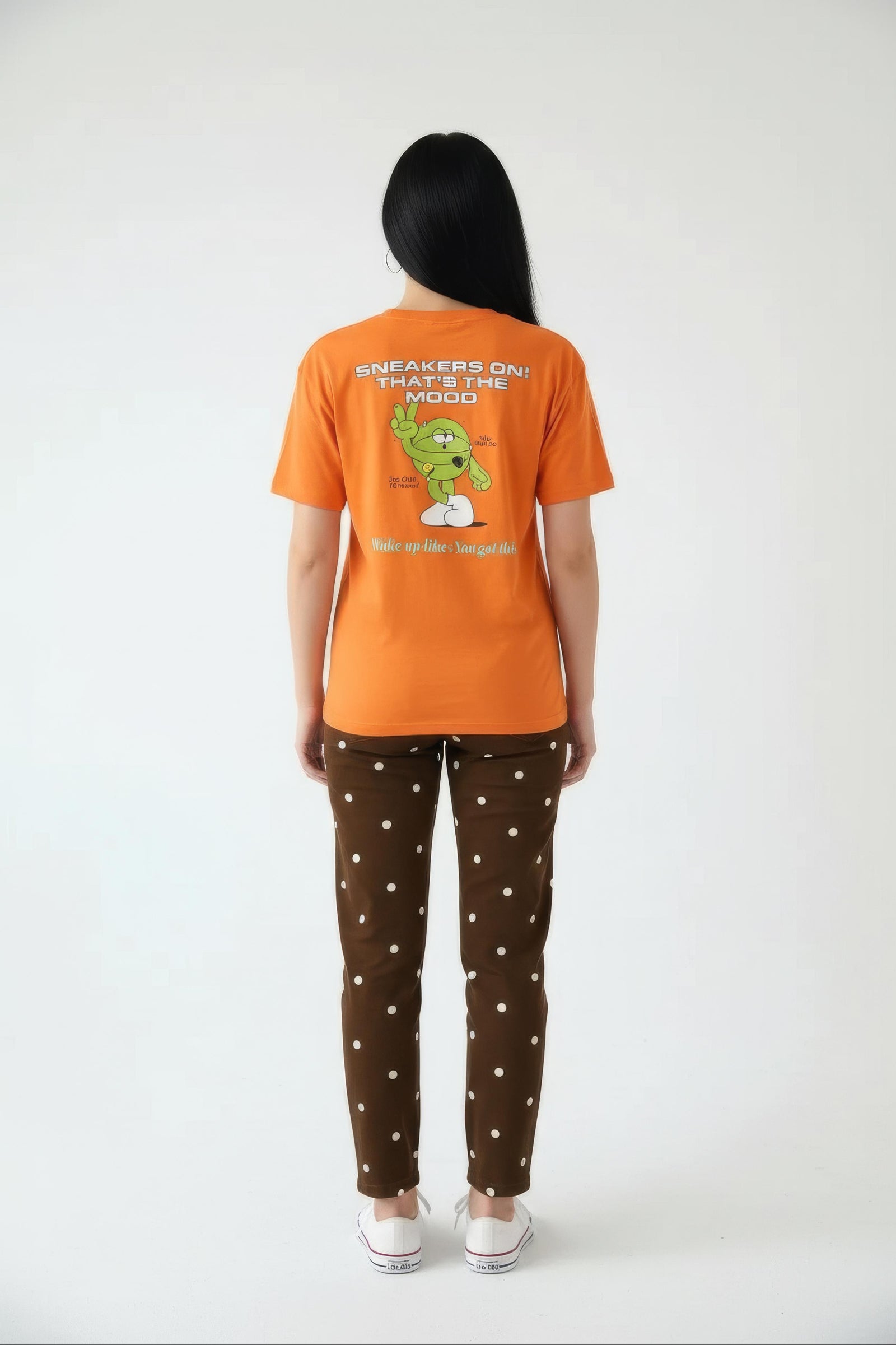 Women Orange Printed Round Neck T-Shirt