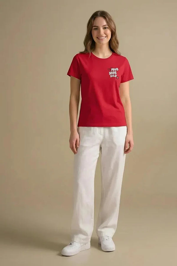 METTLE Women Brick Printed T-shirt