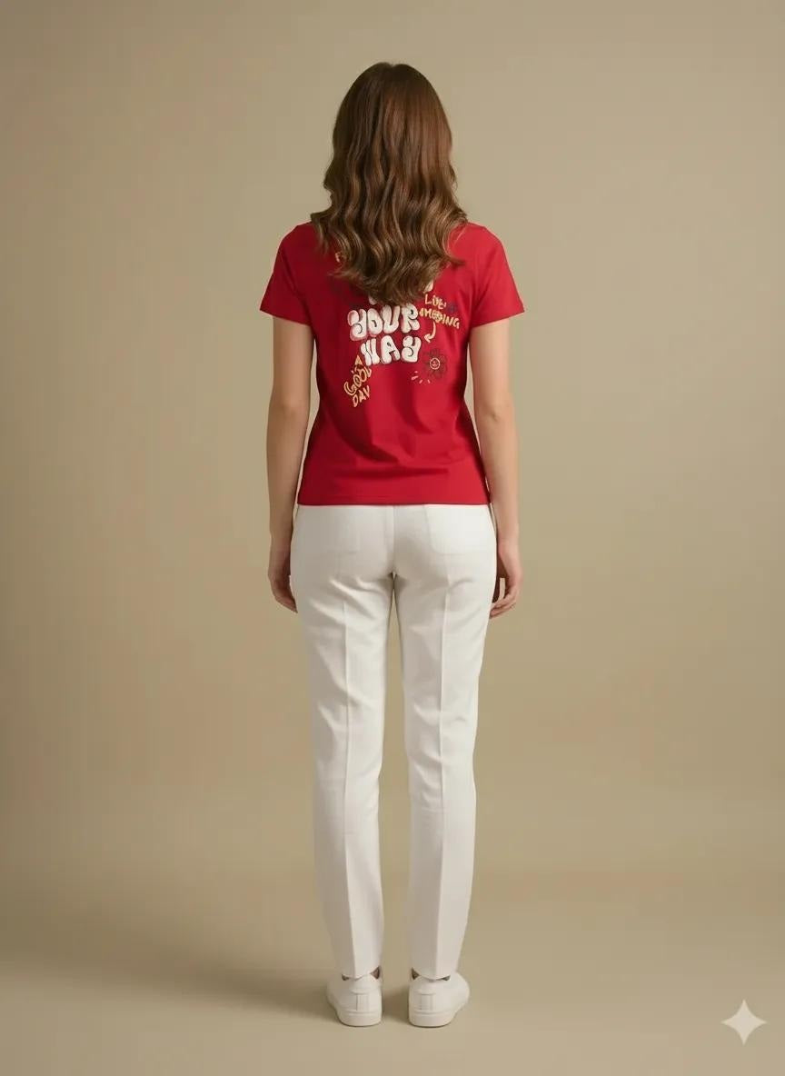 METTLE Women Brick Printed T-shirt