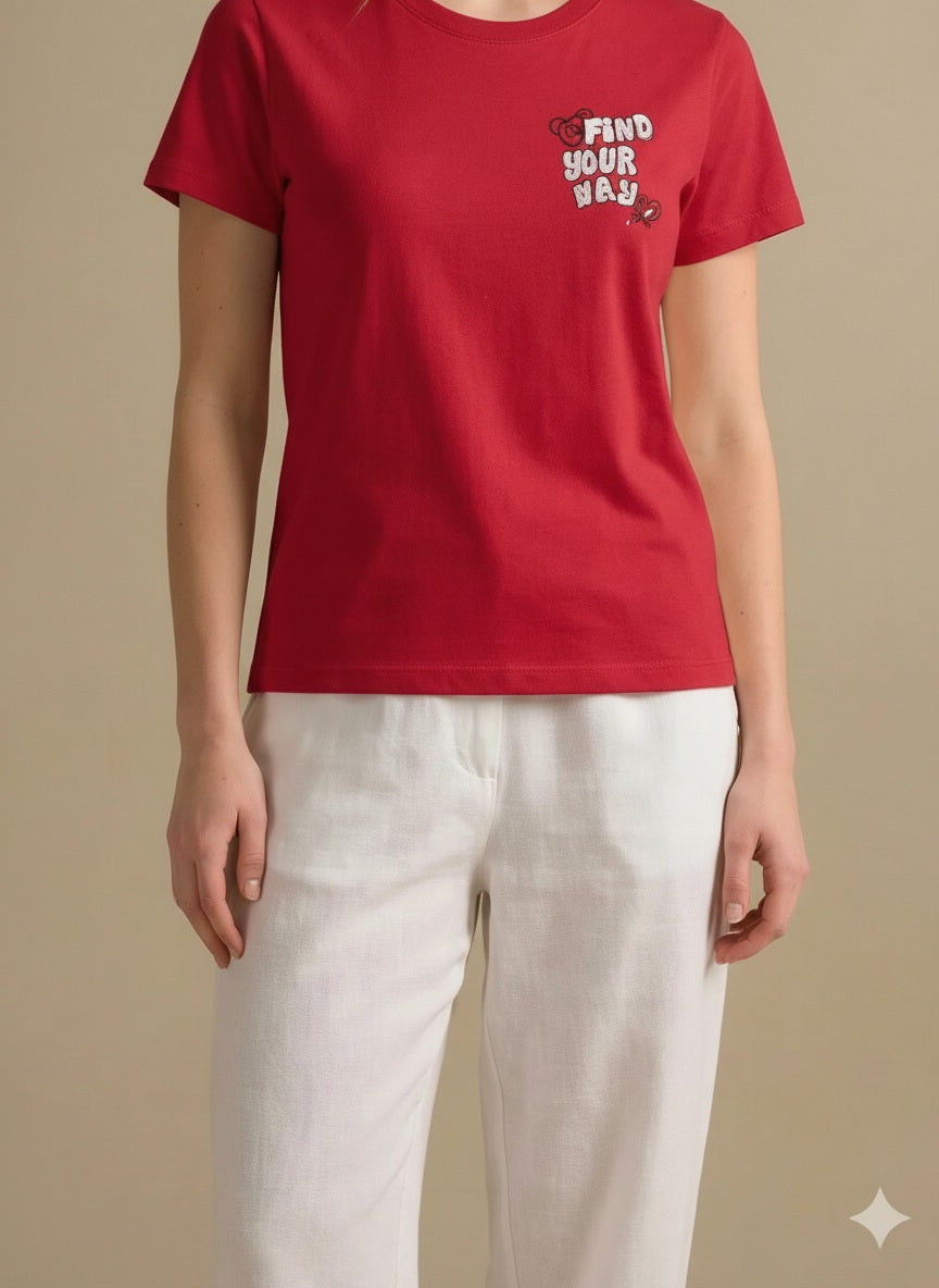 METTLE Women Brick Printed T-shirt
