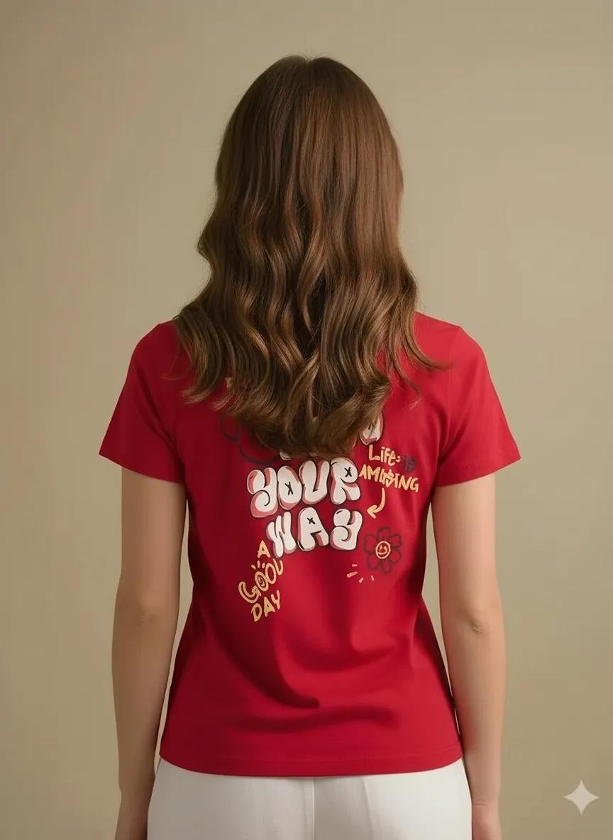 METTLE Women Brick Printed T-shirt