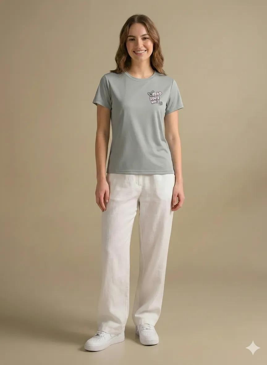 METTLE Women Gray Printed T-shirt