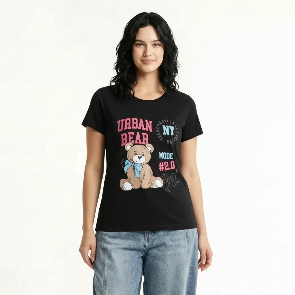 METTLE Women Black Printed T-shirt