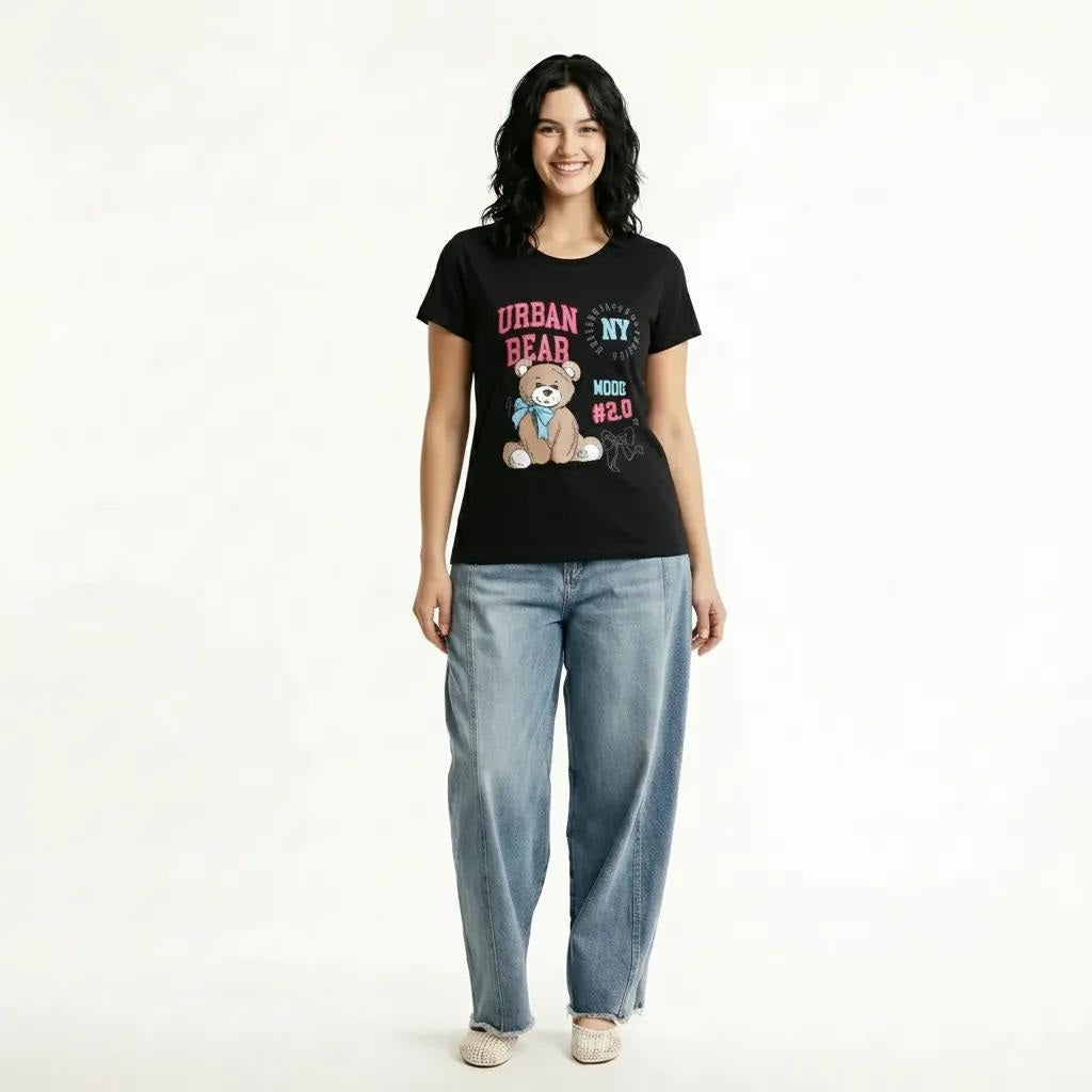 METTLE Women Black Printed T-shirt