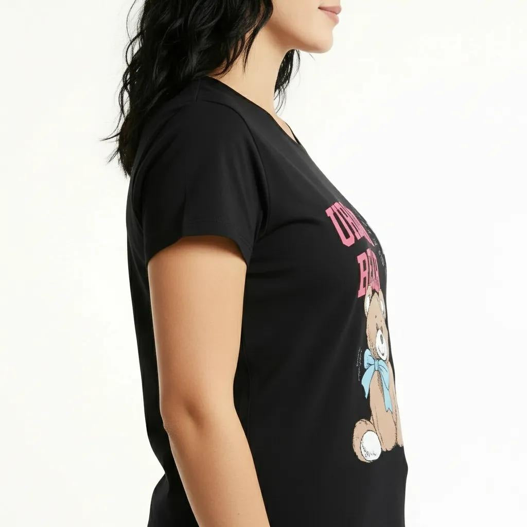 METTLE Women Black Printed T-shirt